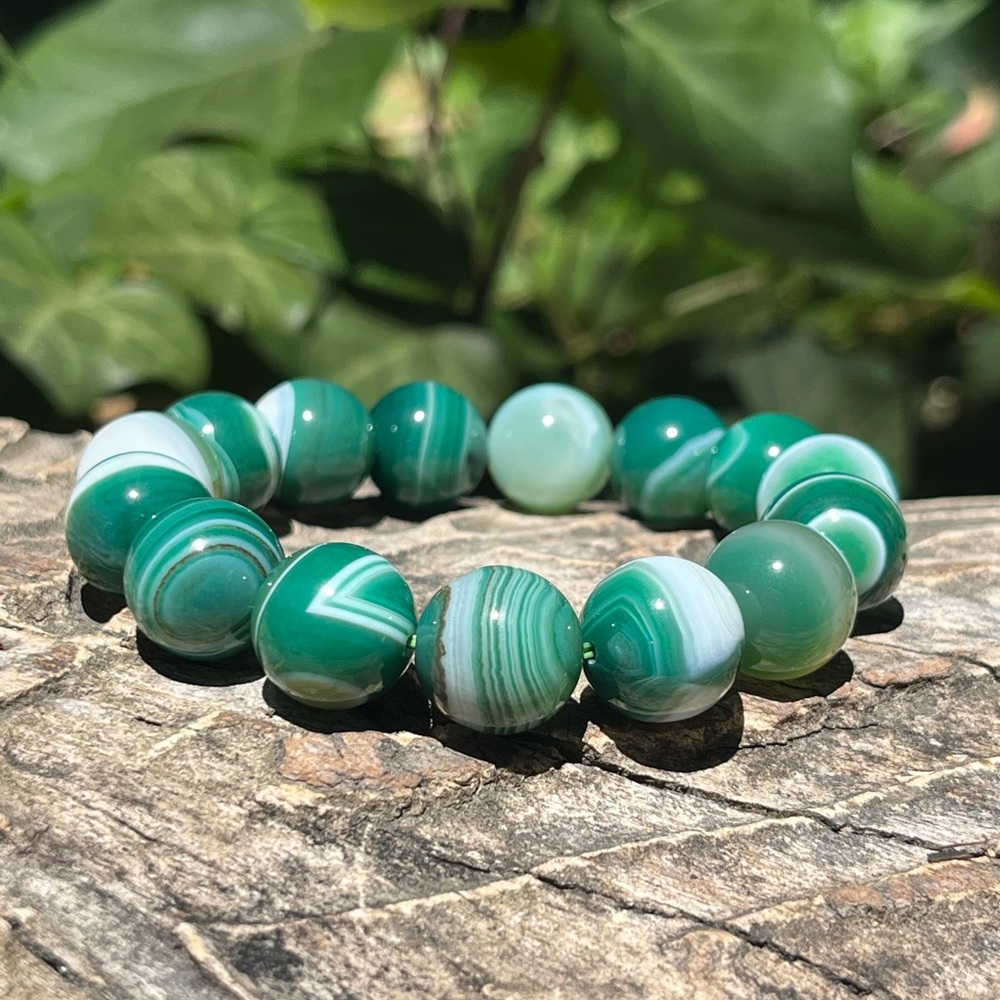 14mm green Botswana‎ agate bracelet